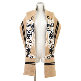 【極美品】HERMES エルメス マフラー ニット BRIDES de GALA 式典用馬勒 カシミヤ100％ スカーフ 箱付属 ユニセックス キャメル ホワイト ブラック 白 黒 英国製【中古】