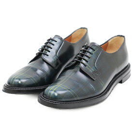 【極美品】CHURCH'S チャーチ ダービーシューズ SHANNON 2 シャノン2 ブラックウォッチ チェック柄 プレーントゥ レザー ドレスシューズ 外羽根 革靴 袋付属 レディース サイズ 36 グリーン ブラック ブルー 緑 黒 青【中古】