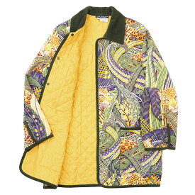 【極美品】Salvatore Ferragamo サルバトーレ フェラガモ ジャケット キルティング レオパード ヒョウ アニマル パディング ベロア ポケット コントラストカラー コーデュロイ ライニング 総裏仕立て サイドベンツ レディース フリーサイズ マルチカラー イタリア製【中古】