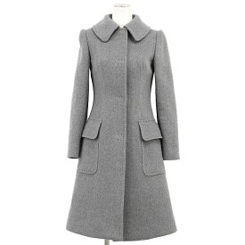 【極美品】DOLCE&GABBANA ドルチェアンドガッバーナ コート ステンカラー カシミヤ100％ メルトン スナップボタン ロング アウター レディース サイズ 36 グレー 灰色 イタリア製【中古】