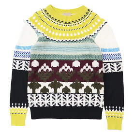 SALE【美品】BURBERRY バーバリー セーター ニット カシミヤ × モヘア ノルディック クレイジーパターン ジャガード パッチワーク クルーネック プルオーバー ロングスリーブ 長袖 丸首 トップス メンズ サイズ S マルチカラー 総柄【中古】