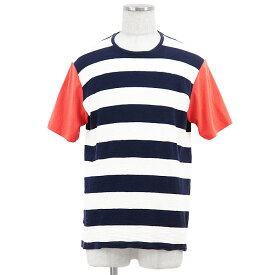 【SALE】MARNI マルニ Tシャツ クルーネック ショートスリーブ 半袖 丸首 ボーダー コットン100％ カットソー トップス メンズ サイズ 50 トリコロール 総柄 ポルトガル製 HUMUQ03MQ0TCS57【中古】