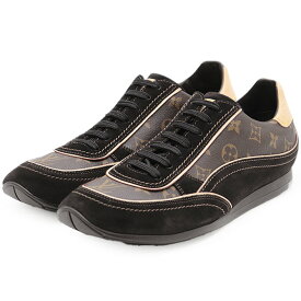 【新品同様】LOUIS VUITTON ルイ・ヴィトン スニーカー 2006年製 LV モノグラム ロゴ シグネチャー スウェード レザー コンビネーション ローカット シューズ 靴 箱/袋/替え紐付属 メンズ サイズ 8 1/2 ブラウン 茶色 イタリア製 GO0056【中古】