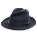 SALE【美品】Borsalino ボルサリーノ ハット フェドラ フェルト ロゴ シグネチャー プリント リボン グログラン 中折…
