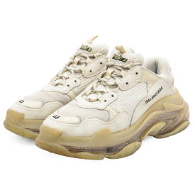 BALENCIAGA バレンシアガ スニーカー ダッド TRIPLE S トリプルS ロゴ CLEAR SOLE クリアソール メッシュ ボリュームソール 厚底 刺繍 エンブロイファリー シューズ 靴 メンズ サイズ 43 オフホワイト 541624【中古】