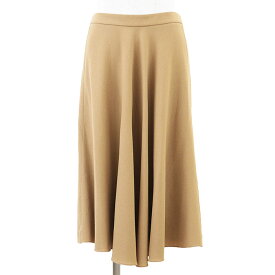 SALE【美品】HERMES エルメス ドレープスカート ソフトクレープ フレア ウール100％ 膝下丈 ボトムス レディース サイズ 38 キャメル 無地 フランス製【中古】