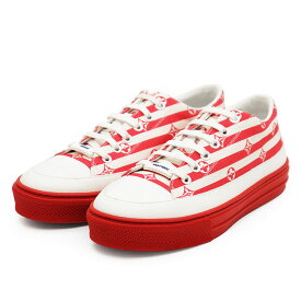 【美品】LOUIS VUITTON ルイ・ヴィトン ローカットスニーカー 2020年製 ステラーライン LVエスカル モノグラムフラワー レースアップ キャンバス x レザー コンビ トリコロール 厚底 シューズ 靴 レディース 36 レッド ピンク ホワイト 赤 桃色 白 イタリア製【中古】