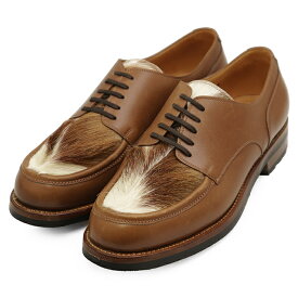 【極美品】F.LLI Giacometti フラテッリジャコメッティ ダービーシューズ サイズ 42 メンズ ハラコ モックトゥ Uチップ Vibramソール レースアップ 外羽根式 シューズ 革靴 ブラウン 茶色 イタリア製【中古】