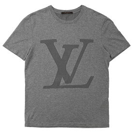 LOUIS VUITTON ルイ・ヴィトン Tシャツ サイズ S メンズ 2014SS LV ビッグロゴ コットン × シルク プルオーバー クルーネック ショートスリーブ 半袖 トップス グレー 灰色 イタリア製【中古】