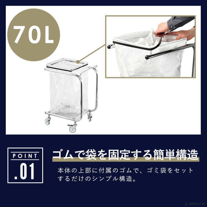 楽天市場】キャスター付 ゴミ箱 業務用 ステンレス PRO-DC70【70L 