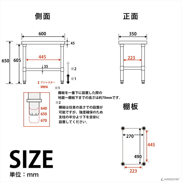 楽天市場】ステンレス コンロ台 業務用 調理台 350×600×650 板厚1.2mm 
