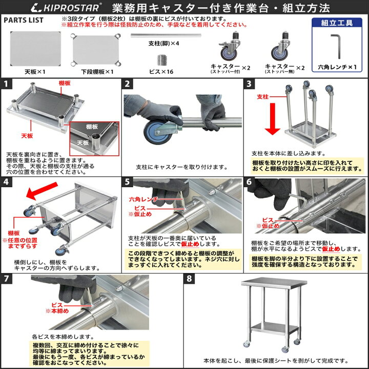 楽天市場】ステンレス 作業台 業務用 キャスター付き 調理台 900×600 
