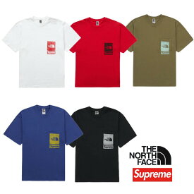 23SS Supreme / The North Face Printed Pocket Tee シュプリーム ザ ノース フェイス プリンティド ポケット Tシャツ Black White Navy Red Olive SUP-SS23-109 選べる カラー サイズ【中古】新古品