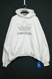 BALENCIAGA adidas Large Hoodie Oversized バレンシアガ アディダス ロゴ刺繍 プルオーバーパーカー ホワイト 1サイズ(160/88A) 712396 TNVA9 【中古】新古品