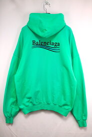 BALENCIAGA バレンシアガ キャンペーンロゴ 刺繍 プルオーバーパーカー グリーン 1サイズ 739024 TPVD2【中古】 新古品