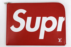 LOUIS VUITTON ルイヴィトン Supreme シュプリーム EPI Pochette Jules エピ ポシェット ジュール GM Leather Clutch Bag Document Case ドキュメント クラッチ バック Red レッド M67722【中古】