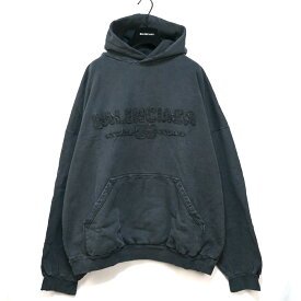 BALENCIAGA バレンシアガ WASHED DISTRESSED LOGO HOODIE ウォッシュド ディストゥレスト ロゴ フーディ パーカー ブラック Sサイズ 821861TSVA1【中古】新古品