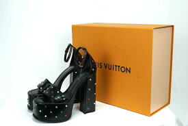 23SS LOUIS VUITTON HEELED SANDALS ルイヴィトン フェイムラインサンダル ブラック サイズ36.5 （約23.5cm) NL1213【中古】新古品