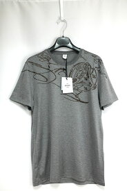 22SS BERLUTI べルルティ 刺繍スクリット Tシャツ ロゴTシャツ GREY MELANGE コットン 刺繍ブラウン XSサイズ R23JRS88-002【中古】