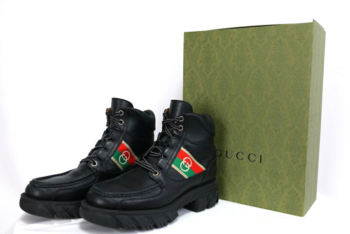 楽天市場】GUCCI グッチ インターロッキングG レザー レースアップ 