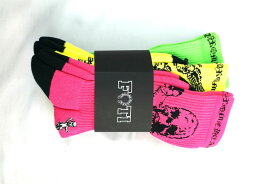 Chrome Hearts Foti Socks (3 pack)クロムハーツ フォティ ソックス スリーパックNeon Pink/Yellow/Green サイズM JP25-27【中古】