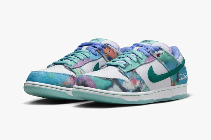 楽天市場】Futura Nike SB Dunk Low White and Geode Teal 