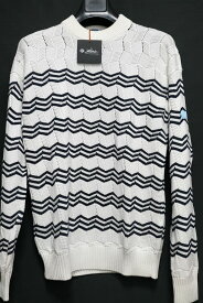 Loro Piana WITH HIROSHI FUJIWARA ロロピアーナ×藤原ヒロシWavy Stripe Sweater Knit white Size:S,M【中古】新古品