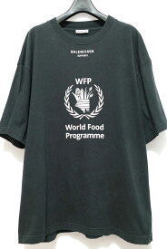 18AW BALENCIAGA DEMNA GVASALIA World Food Programme WFP バレンシアガ デムナ ヴァザリア ロゴ Tシャツ ブラック XSサイズ 541705 TCV36【中古】
