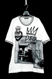 Dolce & Gabbana White Black Cotton D&G Crown Motif Short Sleeves T-Shirt Multiple colors ドルチェ&ガッバーナコットン ホワイト Tシャツ 52サイズ 【中古】