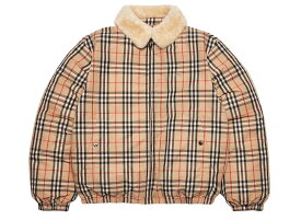 Supreme / Burberry Shearling Collar Down Puffer Jacket Beige シュプリーム バーバリー シアリング カラー ダウン パフ ジャケット ベージュ S M L XL【中古】新古品