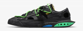 Off-White × Nike Blazer Low Black and Electro Green オフホワイト × ナイキ ブレーザーロー ブラック アンド エレクトログリーン【中古】新古品