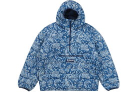 Supreme Micro Down Half Zip Hooded Pullover Blue Paisley シュプリーム マイクロ ダウン ハーフ ジップ フーディー プルオーバー ブルーペイズリー S M L XL【中古】新古品