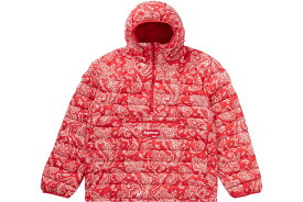 Supreme Micro Down Half Zip Hooded PulloverRed Paisley シュプリーム マイクロ ダウン ハーフ ジップ フーディー プルオーバー レッドペイズリー S L XL【中古】新古品
