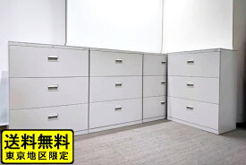 【送料無料 東京地区限定】【140台大量入荷】4台セット オカムラ 42 ラテラル書庫 3段 キャビネット 収納庫 本棚 書棚 ラテラルキャビネット【中古オフィス家具】【中古】