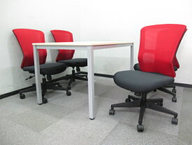 送料無料 新品 「4人用 会議セット」 ミーティングセット W1500mm テーブル + オフィスチェア