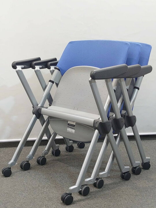 楽天市場】中古 会議チェア オカムラ スタッキングチェア 3脚セット 
