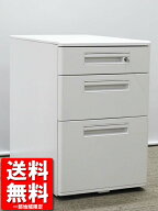 国産 3段ワゴン サイドワゴン デスクワゴン 事務ワゴン キャスターワゴン 袖机 脇机 カギ付き ナイキ 中古