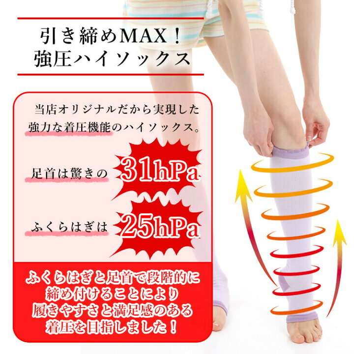 楽天市場 超pバック祭対象 P3倍 楽天1位 着圧ソックス 夜用 2足組 寝る時 寝ながら おやすみ レディース 妊婦 ハイソックス 足のむくみ 浮腫み 産後 妊婦 マタニティ 加圧ソックス ふくらはぎ ナイトソックス スリム 美脚 弾性ソックス 医療 23 25cm