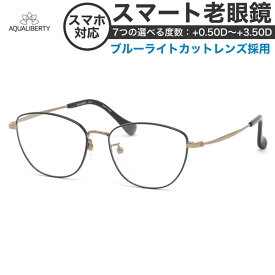 アクアリバティ 老眼鏡・シニアグラス スマート老眼鏡 AQ22519 NV 50 AQUALIBERTY リーディンググラス ブルーライトカット チタニウム 軽い 日本製[OS]