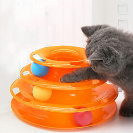 猫用 おもちゃ 3層ボール ターンテーブル インタラクティブ 教育用 トラック タワープレイ