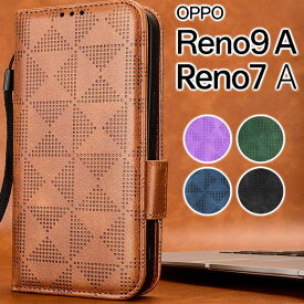 OPPO Reno9 A / Reno7 A ケース 手帳 手帳型ケース レザー カードポケット チェック 手帳カバー OPG04 オッポ レノ 9A 7A