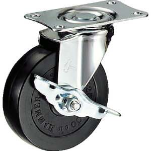 ハンマー Eシリーズ旋回式ゴム車輪 100mm ストッパー付 415E-R100 【125-3905】