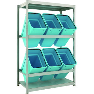 TRUSCO スチールラック ゴミ箱ラック M1.5型 H1800XW1160XD595 2段 RBK−70 6個付 M1.5-6462D2 【194-8553】