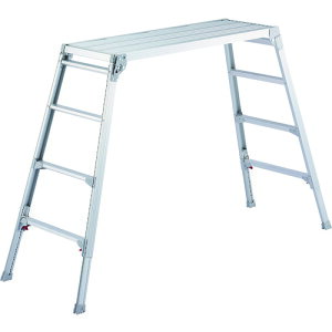 ハセガワ 脚部伸縮式アルミ足場台 101〜124cm 天板幅広タイプ DRSW-1200C 【216-0495】