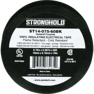 ストロングホールド StrongHoldビニールテープ 一般用途用 黒 幅19.1mm 長さ18m ST14−075−60BK ST14-075-60BK 【216-7618】