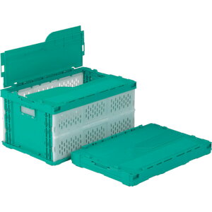 サンコー フタ一体型折りたたみコンテナー 558570 ペタンコCー41Aグリーン/ホワイト SKSO-C41A-GRWH 【342-5312】