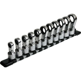 【夏到来★超限定クーポン】TONE フレックスラチェットめがねソケットセット（ホルダー付） 差込角9．5mm 11点セット HRM311F 【359-2043】