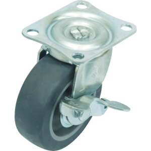 ユーエイ プレート式 自在 キャスター エラストマー 車輪径75mm ストッパー付き Gタイプ G−S型 取付寸法55×42 G-75ELS 【392-9906】