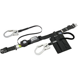 タイタン 胴ベルト型ロック付き巻取式 ダブル ワンタッチバックル仕様 REELOCK S2NEO ＋ EXJ補助ロープ ブラック OT-SLN505-WEB-BL 【442-3944】