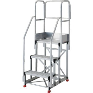 TRUSCO アルミ製作業用踏台 3段 高さ0.9m 天板寸法1000×400 段高300mm フルセット手すり付き TSF-3109-TF300 【552-0107】